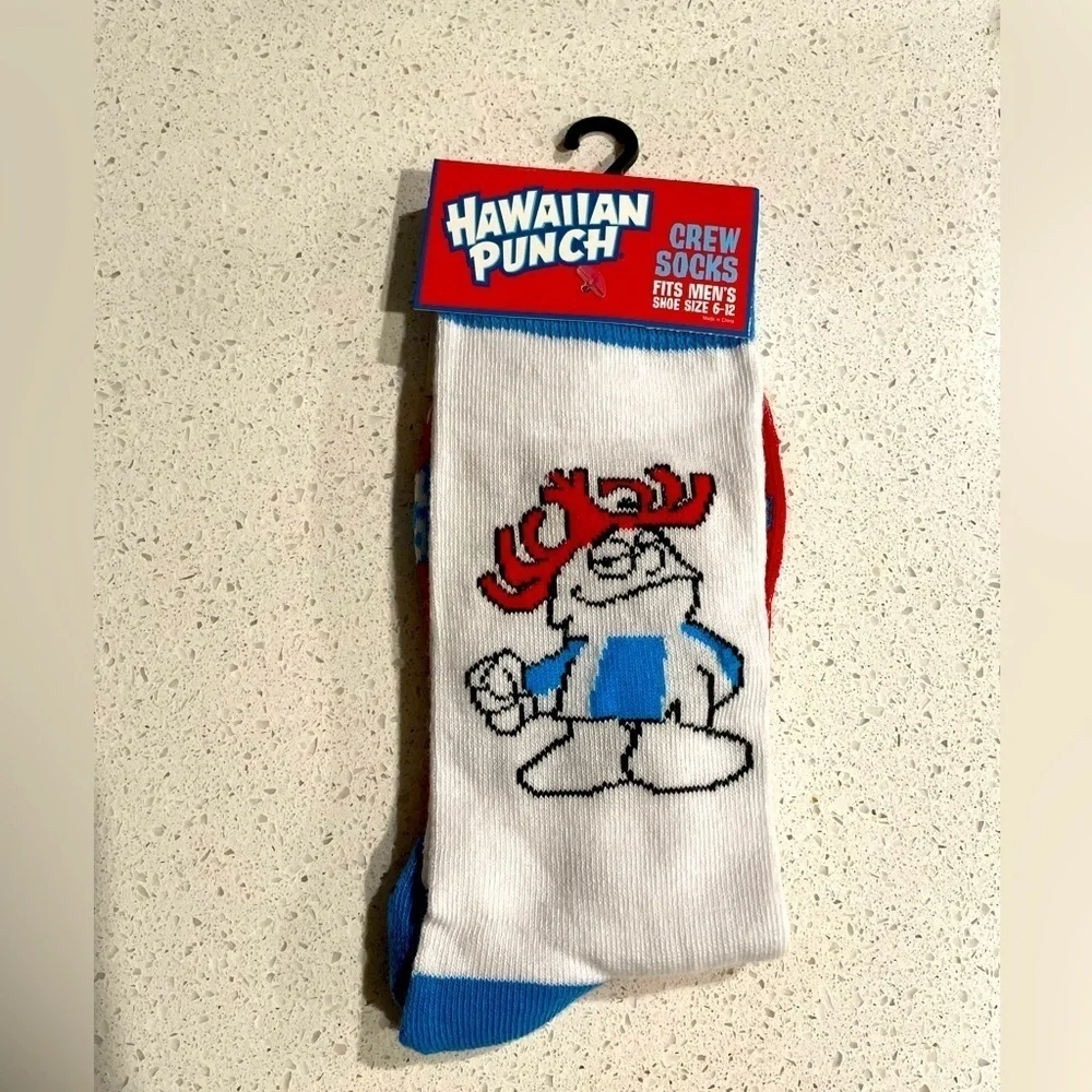 Hawaiian Punch novelty blue and white Crew Socks size 6-12